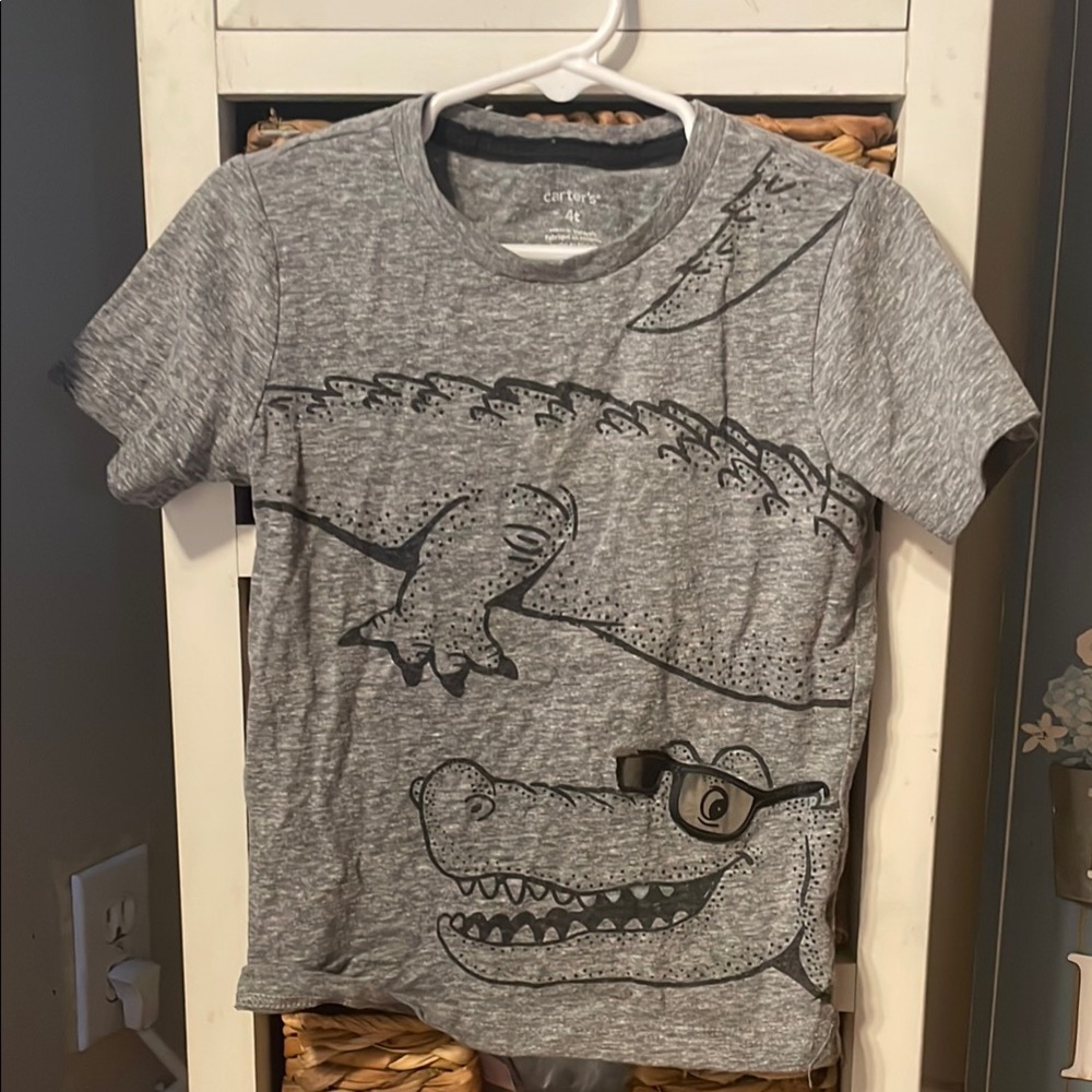 Carter's Gray and Black Skull Graphic Short Sleeve Tee